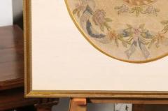 French 19th Century Framed Aubusson Oval Floral Tapestry in Giltwood Frame - 3424534