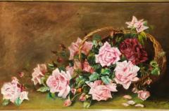 French 19th Century Framed Floral Oil on Canvas Painting Depicting Roses - 3426837