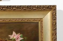 French 19th Century Framed Floral Oil on Canvas Painting Depicting Roses - 3426854