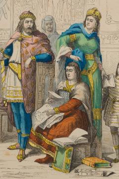 French 19th Century Framed Lithograph of a Parisian Noble Family and their Archi - 4668788