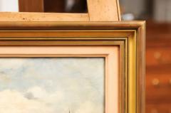 French 19th Century Framed Oil On Panel Painting Depicting a Village by the Sea - 3558470