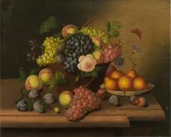 French 19th Century Framed Oil on Canvas Still Life Painting Depicting Fruits - 3430456