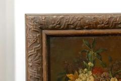 French 19th Century Framed Still life Floral Painting with Dog and Rabbit Motifs - 3420238