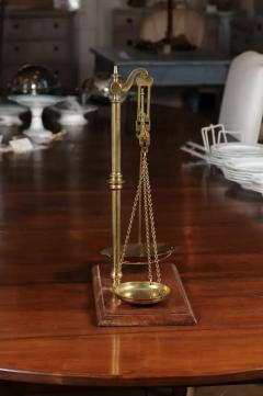 French 19th Century Freestanding Brass Tea Scale Mounted on Wooden Base - 3426979