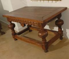 French 19th Century Fruitwood Side Table with Hand Carved Apron and Bulbous Legs - 3415186