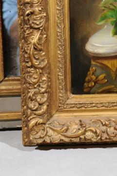 French 19th Century Gilt Frame Oil Painting Depicting Flowers on a Rococo Table - 3424470