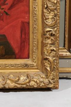 French 19th Century Gilt Frame Oil Painting Depicting Flowers on a Rococo Table - 3424493