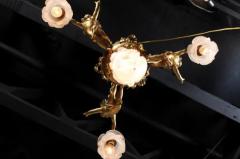 French 19th Century Gilt Metal Chandelier with Three Cherubs Holding the Lights - 3427068