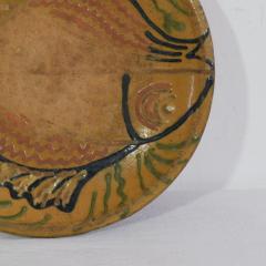 French 19th Century Glazed Folk Art Ceramic Platter Bowl Depicting Two Fish - 4116191