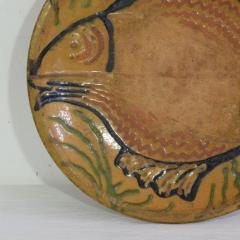 French 19th Century Glazed Folk Art Ceramic Platter Bowl Depicting Two Fish - 4116196