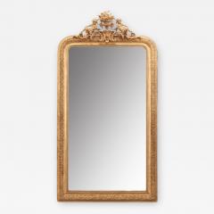 French 19th Century Gold Gilt Mirror with Crest - 2174616