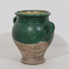 French 19th Century Green Glazed Ceramic Confit Jar Pot - 4116209