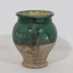 French 19th Century Green Glazed Ceramic Confit Jar Pot - 4116295