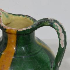 French 19th Century Green Yellow Glazed Terracotta Jug or Water Cruche Orjol - 4116309