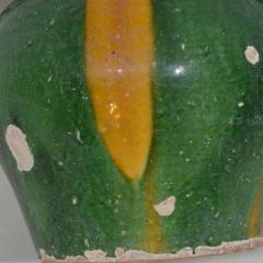 French 19th Century Green Yellow Glazed Terracotta Jug or Water Cruche Orjol - 4116344