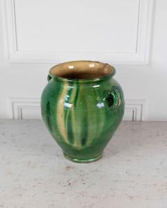 French 19th Century Green and Yellow Splash Glaze Confit Pot - 4758235