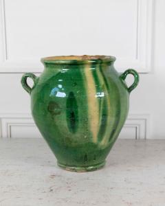 French 19th Century Green and Yellow Splash Glaze Confit Pot - 4758275