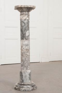 French 19th Century Grey and White Marble Pedestal - 1044169