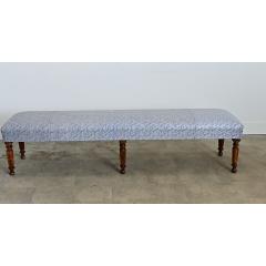 French 19th Century Long Bench in Fortuny Fabric - 4663609