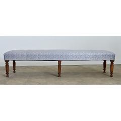 French 19th Century Long Bench in Fortuny Fabric - 4663615