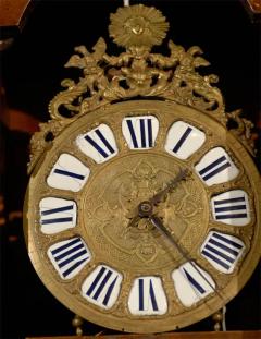 French 19th Century Longcase Painted Clock with Carved Crest and Classical D cor - 3415019