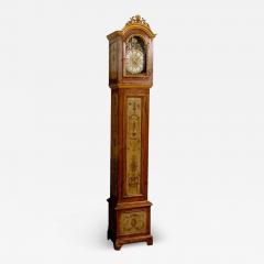 French 19th Century Longcase Painted Clock with Carved Crest and Classical D cor - 3423636