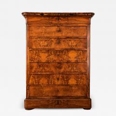 French 19th Century Louis Philippe Burl Walnut Tall Chest - 4426474