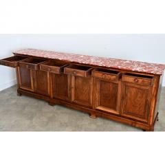 French 19th Century Louis Philippe Walnut Enfilade with Red Marble Top - 4690423