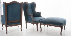 French 19th Century Louis XV Pair of Bergeres with Ottoman - 582806