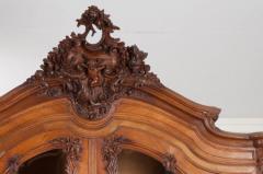 French 19th Century Louis XV Style Walnut Vitrine Armoire - 1440374