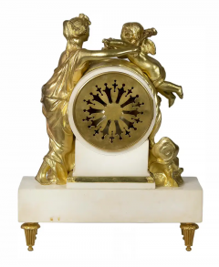 French 19th Century Louis XVI Gilded Bronze and Marble Mantel Clock - 3052022