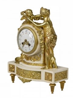 French 19th Century Louis XVI Gilded Bronze and Marble Mantel Clock - 3052041