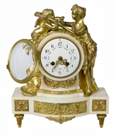 French 19th Century Louis XVI Gilded Bronze and Marble Mantel Clock - 3052090