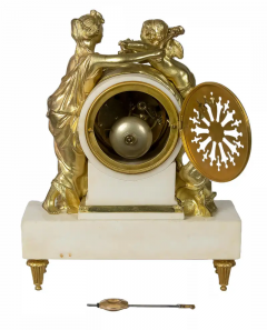 French 19th Century Louis XVI Gilded Bronze and Marble Mantel Clock - 3052095