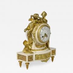 French 19th Century Louis XVI Gilded Bronze and Marble Mantel Clock - 3053830