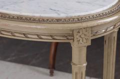 French 19th Century Louis XVI Painted Oval Table with Marble Top - 1703845