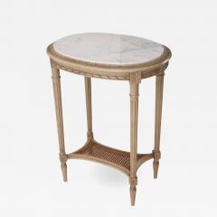 French 19th Century Louis XVI Painted Oval Table with Marble Top - 1705497