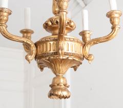 French 19th Century Louis XVI Style Giltwood Five Light Chandelier - 1150496