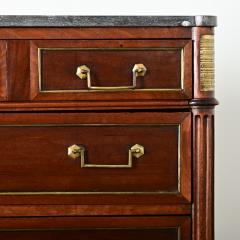 French 19th Century Louis XVI Style Walnut Marble Commode - 4150128