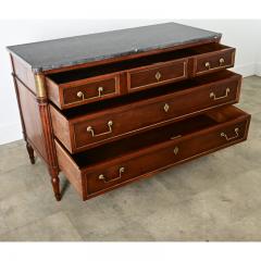 French 19th Century Louis XVI Style Walnut Marble Commode - 4150161