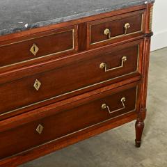 French 19th Century Louis XVI Style Walnut Marble Commode - 4150175