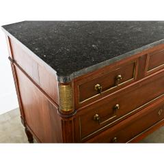 French 19th Century Louis XVI Style Walnut Marble Commode - 4150177