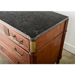 French 19th Century Louis XVI Style Walnut Marble Commode - 4150190