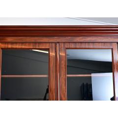 French 19th Century Mahogany Bibliotheque with Blue Velvet Interior - 4578229