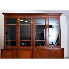 French 19th Century Mahogany Bibliotheque with Blue Velvet Interior - 4578232