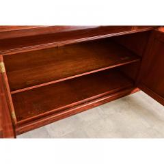 French 19th Century Mahogany Bibliotheque with Blue Velvet Interior - 4578235