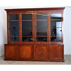 French 19th Century Mahogany Bibliotheque with Blue Velvet Interior - 4578243