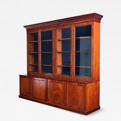 French 19th Century Mahogany Bibliotheque with Blue Velvet Interior - 4584074