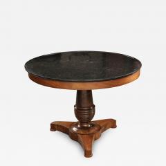 French 19th Century Mahogany Center Table with Pedestal Base - 1608323
