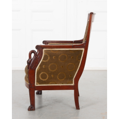 French 19th Century Mahogany Col De Cygne Bergere - 2707085